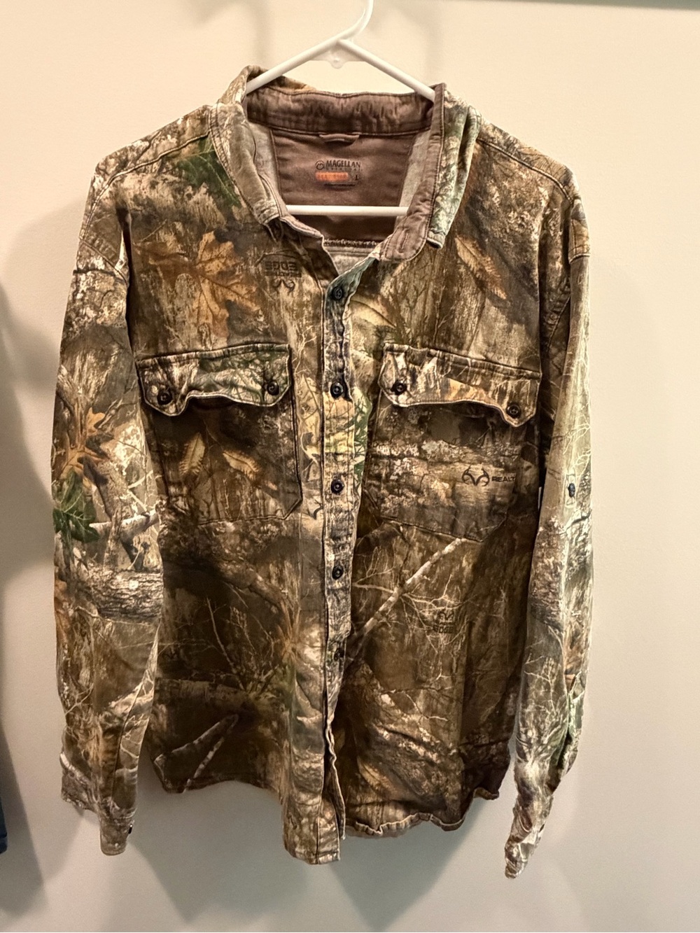 Magellan Outdoors Realtree-Style Camo Button-Up Shirt Jacket - Green/Brown